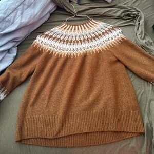 Brown and White Women's Sweater